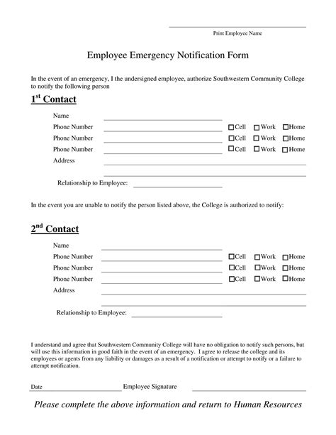 Free 15 Employee Emergency Notification Forms In Pdf Ms Word