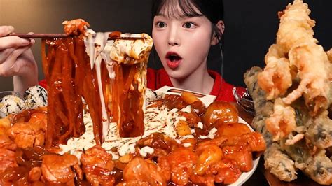 Sub치즈 듬뿍 매운 찜닭 먹방🔥대왕튀김에 당면까지 왕창 추가하기 꿀조합 리얼사운드 Spicy Cheese Braised