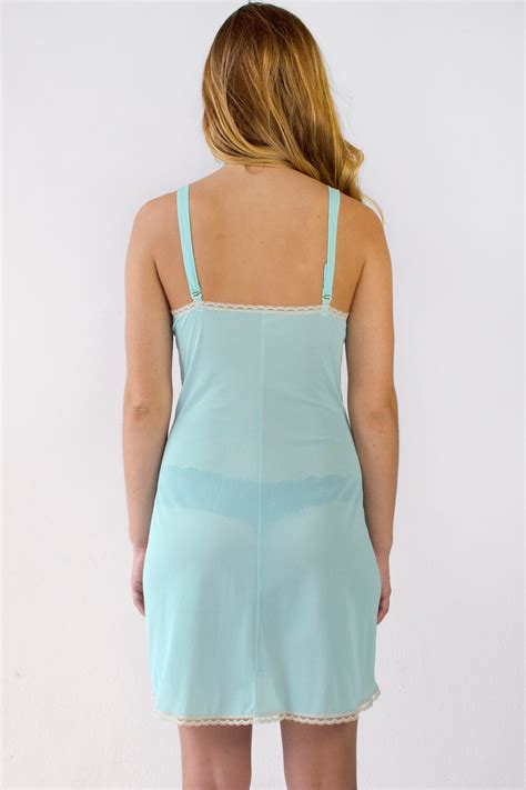 Vintage Lace Slip Dress Negligee Lingerie Chemise Turquoise Etsy