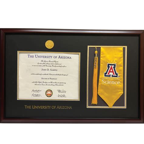 Diploma Frame Mahogany University Of Arizona Stole And Tassel