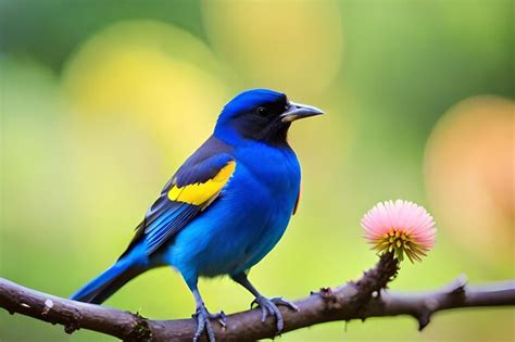 Premium AI Image A Blue And Yellow Bird With A Yellow And Blue Head