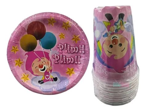 Payaso Plim Plim Rosa Kit Fiesta Para Ni Os Platos Vaso Env O Gratis