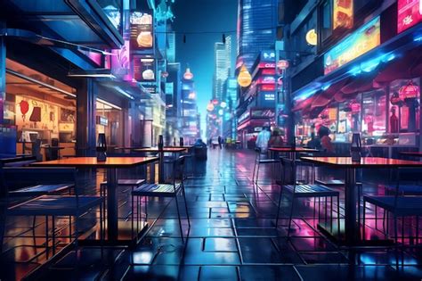 Premium Photo | Photo of Neon signs in a city at night 4K Wallpaper