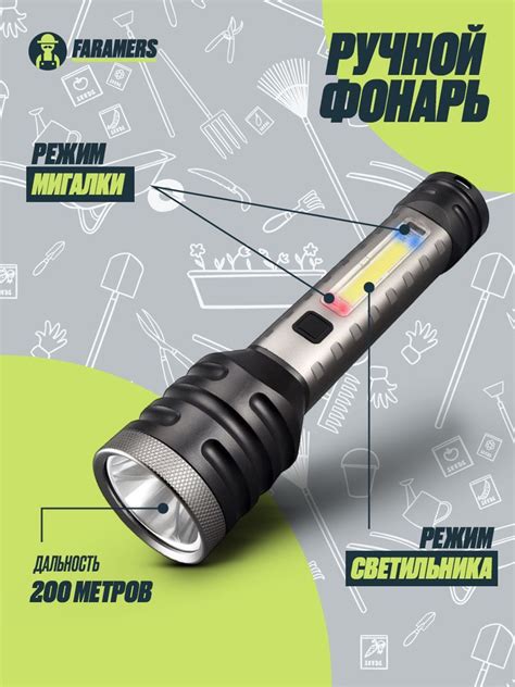 Faramers / Фонарь ручной светодиодный аккумуляторный / карманный ...
