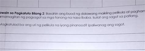 Gawain Sa Pagkatuto Bilang 2 Basahin Ang Buod Ng Dalawang Maikling