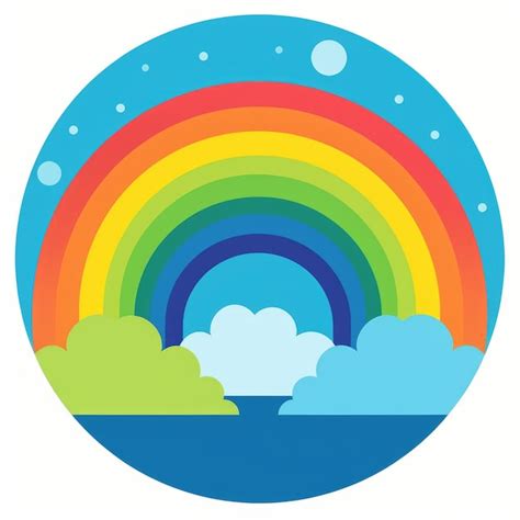 Icono De Arco Iris Con Arco Iris Curvo Contra El Cielo Azul Para