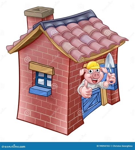 Three Little Pigs Fairy Tale Brick House Stock Vector Illustration Of