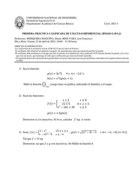 Primera practica calificada de Cálculo diferencial AV uDocz