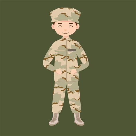 Military infantry. Cartoon soldier isolated drawing. Vector art of army ...