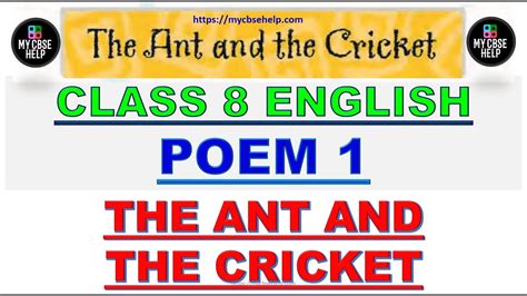 Class English Poem The Ant And The Cricket Ncert Class English