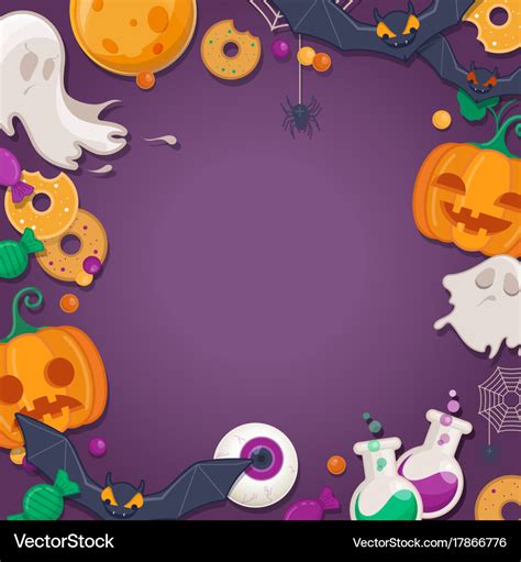 Halloween background with cartoon characters Vector Image