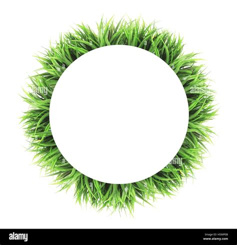 Circle Green Grass Frame Isolated On White Background Stock Photo Alamy