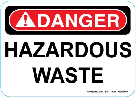 5 x 7" Danger Hazardous Waste Container Decal : Danger Stickers ...