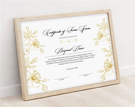 Editable Certificate Template Printable Certificate Of Etsy Printable