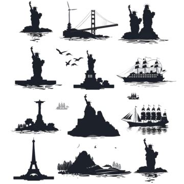 Norway Famous Landmarks By Silhouette Style Architecture Black