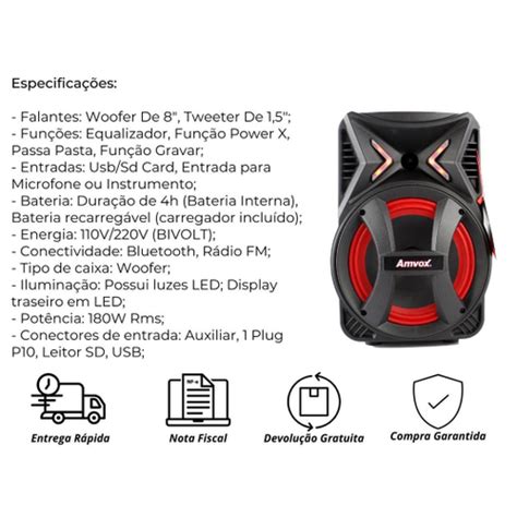 Caixa Amplif Amvox Aca 189 Montanha No Shoptime