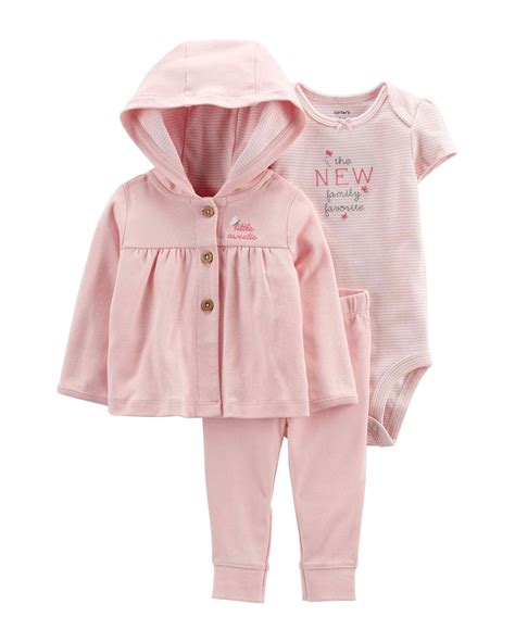 Conjunto longo bebê 3 peças new family rosa Carter s Carter s Oficial