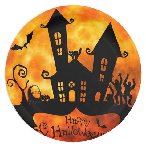 Happy Halloween Zombies Paper Plate | Zazzle | Halloween tableware ...