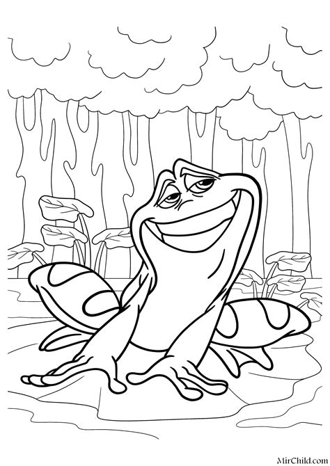 Раскраска - Принцесса и лягушка - Принц Навин - лягушонок | MirChild