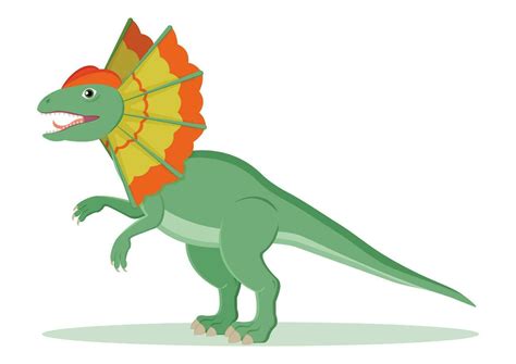 Dilophosaurus Dinosaur Cartoon Character Vector Illustration