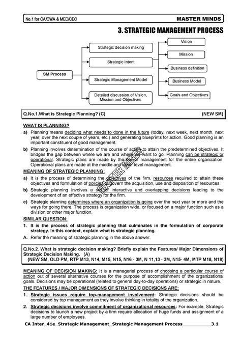 3 Strategic Management Process Question And Answer CA Intermediate