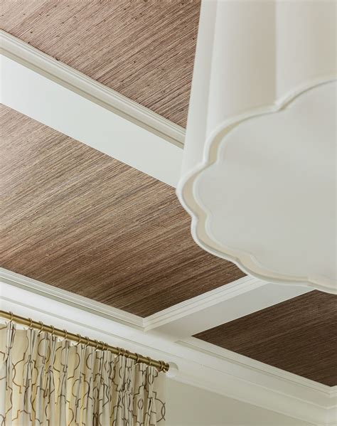 Renovated Ranch Ceiling Detail Grasscloth Erin Gates Design Wallpaper Ceiling House Makeovers