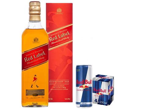 Kit Whisky Johnnie Walker Escocês Red Label 750ml Energético Red