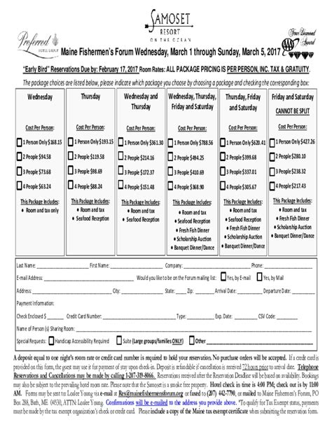 Fillable Online Samoset Registration Form Pub Fax Email Print