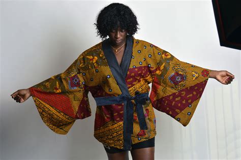 african kimono jacket with wide sleeves - rags 'n prints