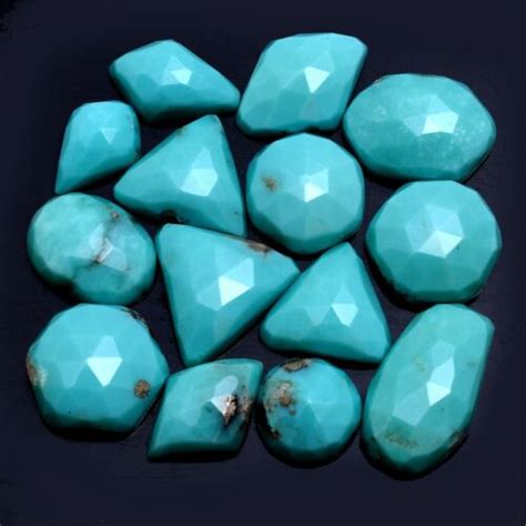 Pcs Natural Arizona Turquoise Loose Faceted Rosecut Gemstone Lot