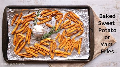 Garlic Rosemary Oven Baked Sweet Potato Fries Youtube