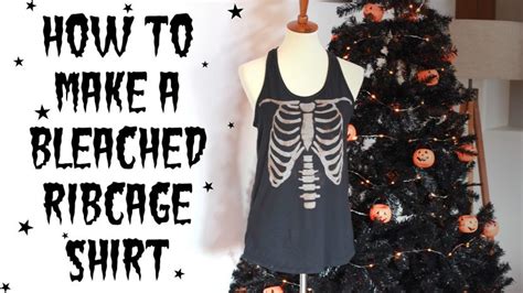 How To Stencil A Bleached Ribcage Shirt Diy Halloween Tutorial