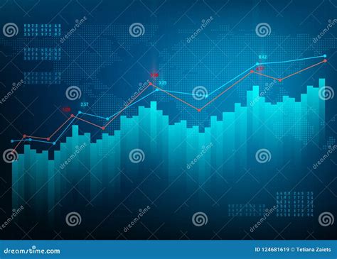 Finance Chart Stock Graph Market Growth Business Blue Vector Background Stock Vector