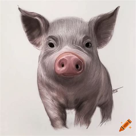 Realistic Pencil Drawing Of A Cute Pig On Craiyon