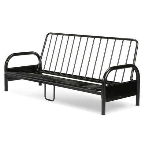 Saturn Adjustable Metal Futon with Industrial Frame, Black Finish, Full ...