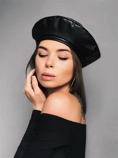 Leather Beret, Black Leather Beret, Beret, Leather Hat, Black Beret, Leather Beret Hat, Black ...