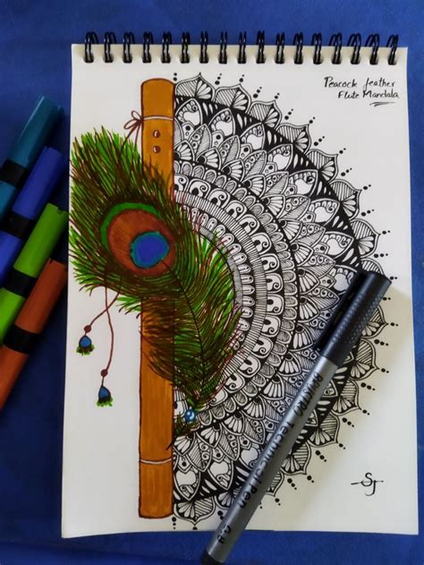 Peacock Feather Mandala Mandala Design Art Doodle Art Drawing Feather Art