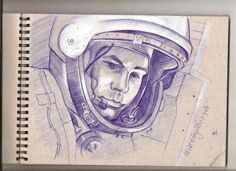 портрет Юрия Гагарина | Sketches, Male sketch, Art