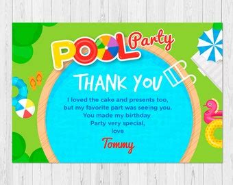 Pool Party Thank You Card Blue Chevron And Tan Argyle Beach