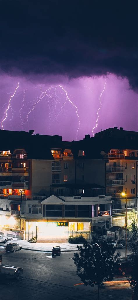 Wallpaper City, night, storm, lightning, buildings 3840x2160 UHD 4K ...