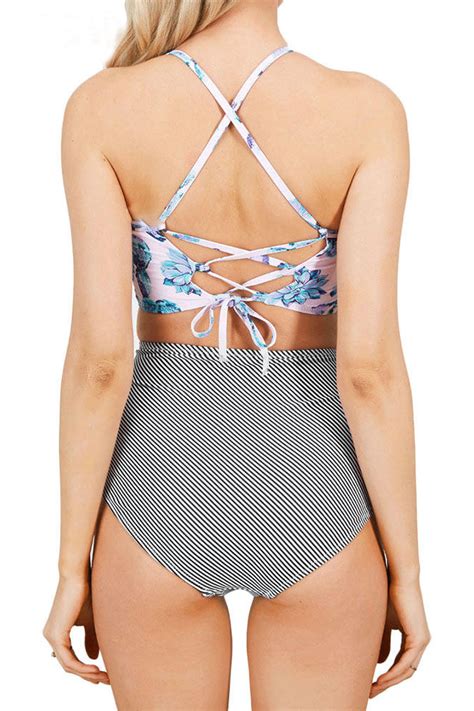 Iyasson Fresh Floral High Waist Bikini Set