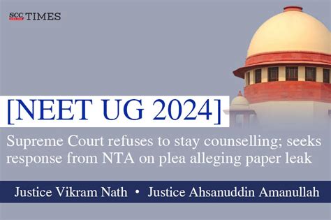 Neet Ug 2024 Sc Refuses To Stay Counselling Scc Times