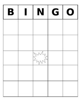 Blank Bingo Card Template Fillable