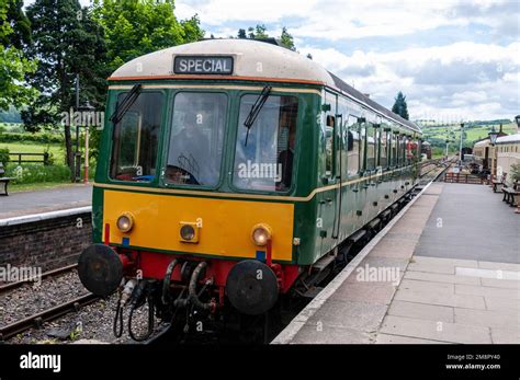 A 1959 built BR Class 122 DMU Bubblecar at Toddington station in the Cotswolds, Gloucestershire ...