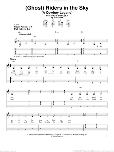 Ghost Riders In The Sky A Cowboy Legend Sheet Music Easy For