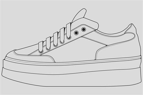 Shoes Sneaker Outline Drawing Vector Sneakers Drawn In A Sketch Style