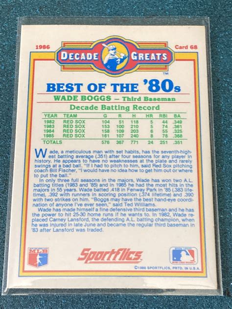 Sportflics Decade Greats Wade Boggs For Sale Online Ebay