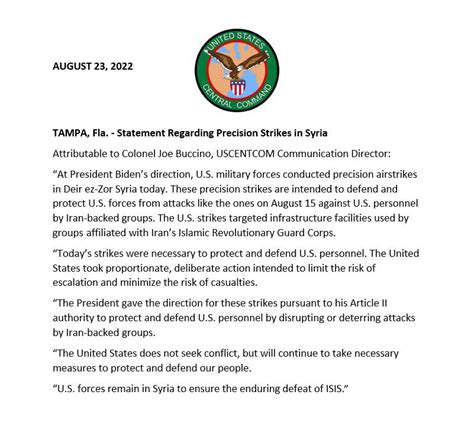 Afshon Ostovar on Twitter: "RT @CENTCOM: Statement Regarding Precision ...