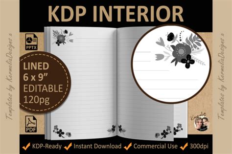 6x9 Lined Interior Editable Template Graphic By Kermeliadesigns · Creative Fabrica