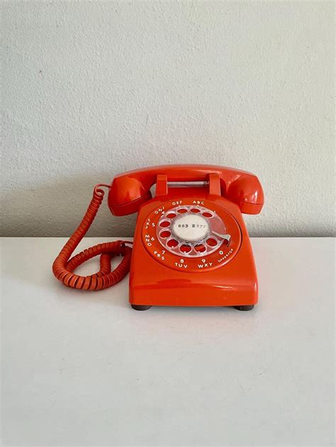 Working Orange Rotary Phone Telephone Itt Etsy In Rotary Phone